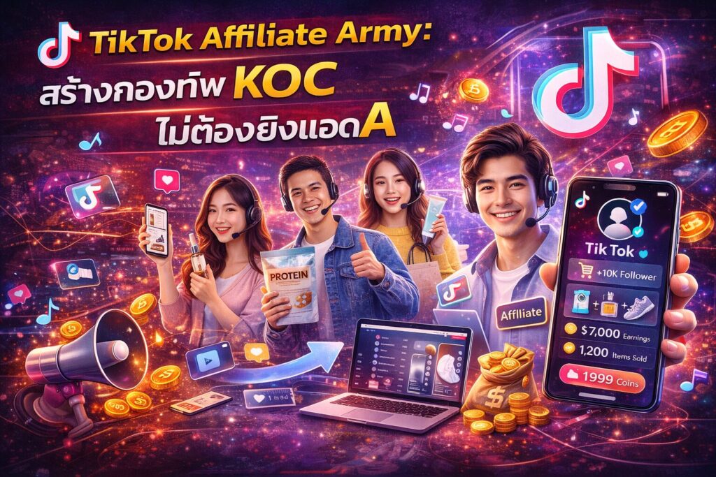 TikTok Affiliate, นายหน้า TikTok, TikTok Shop, KOC Marketing, เพิ่มยอดขาย TikTok