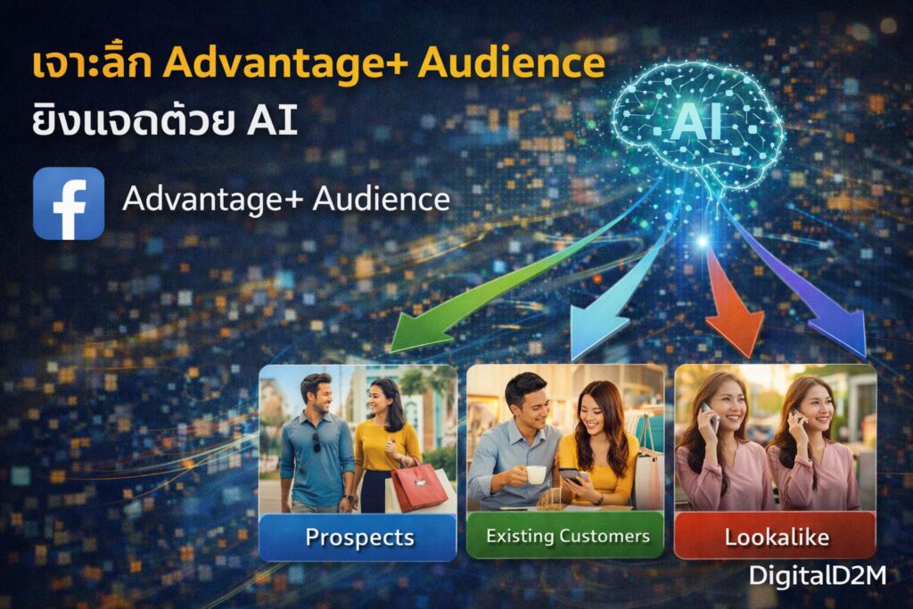 Advantage+ Audience, ยิงแอด Facebook, กลุ่มเป้าหมาย Facebook, Facebook Ads Strategy, AI Targeting