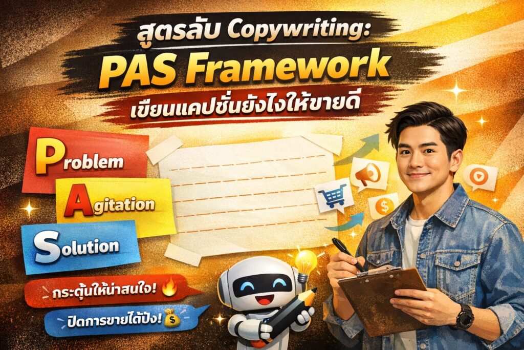 Copywriting,PAS Framework, เขียนแคปชั่น, Sale Page, เทคนิคปิดการขาย