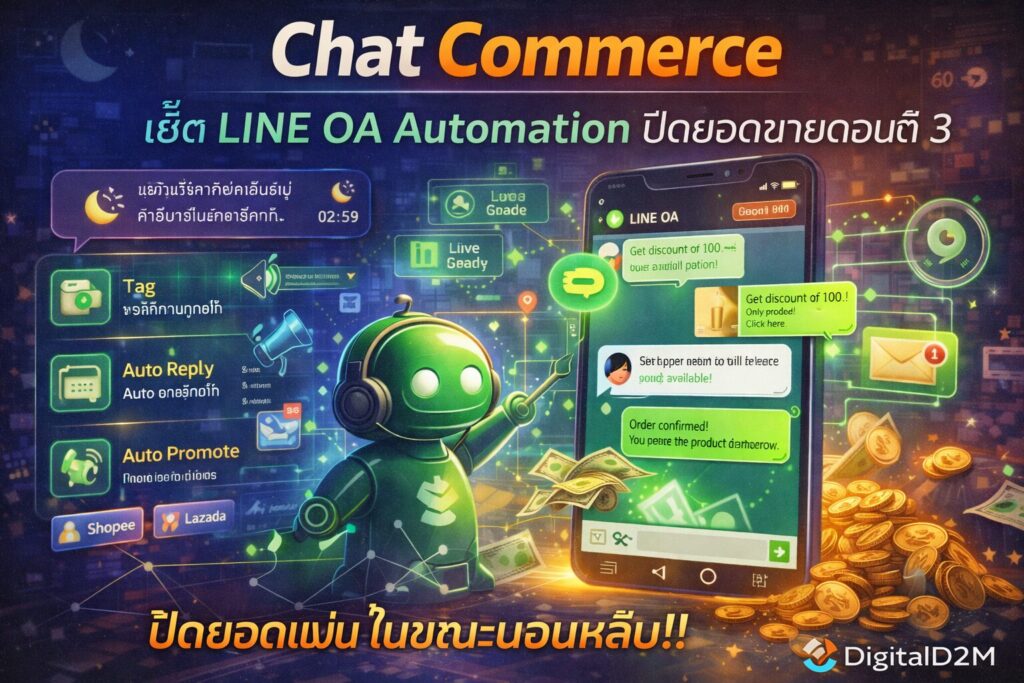 Chat Commerce, LINE OA, ระบบ Automation, แชทบอทปิดการขาย, ขายของออนไลน์