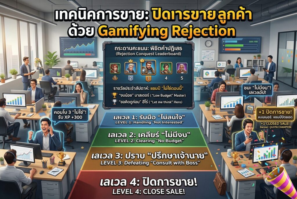 เทคนิคการขาย, ปิดการขาย, จิตวิทยา, ลูกค้า, Gamifying Rejection