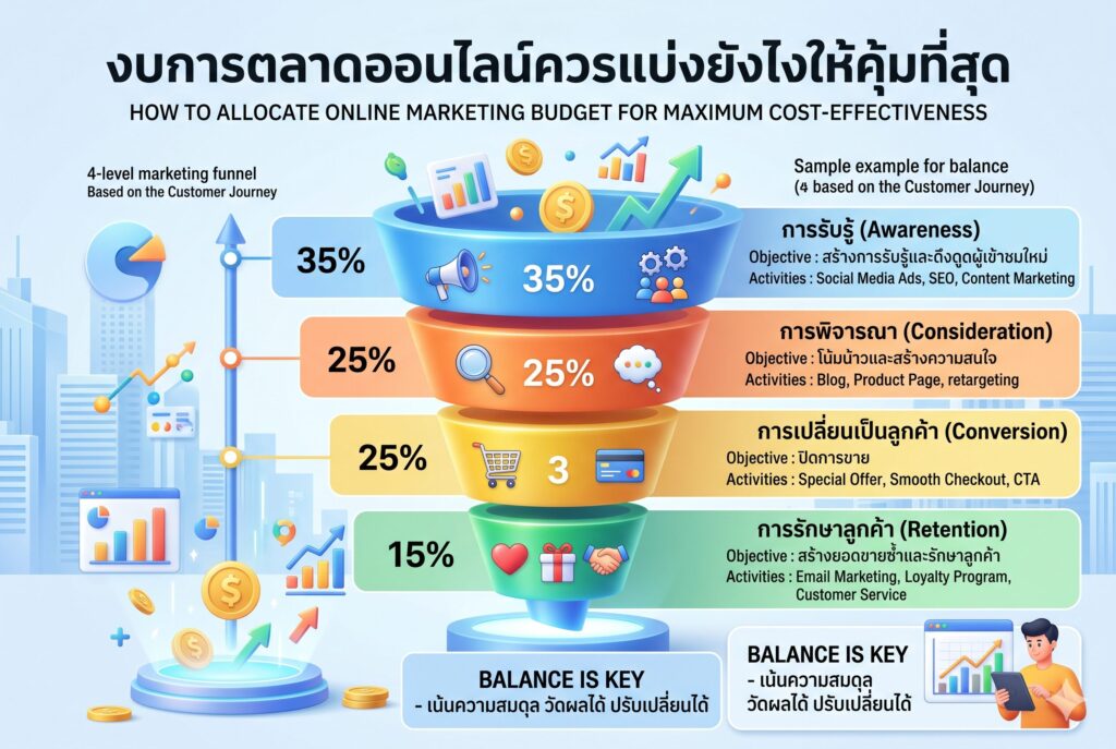 งบการตลาดออนไลน์ควรแบ่งยังไง, การตลาดออนไลน์, เพิ่มยอดขาย, ยิงแอดโฆษณา, ทำ SEO