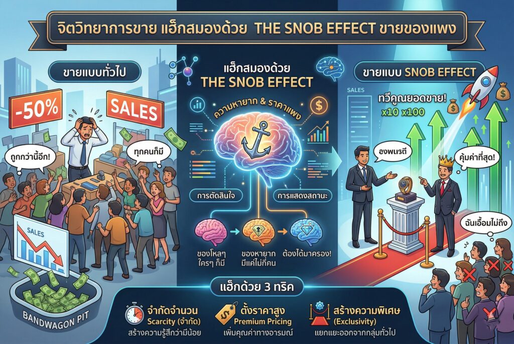 จิตวิทยาการขาย, การตลาดออนไลน์, The Snob Effect, ของแพง, เพิ่มยอดขาย