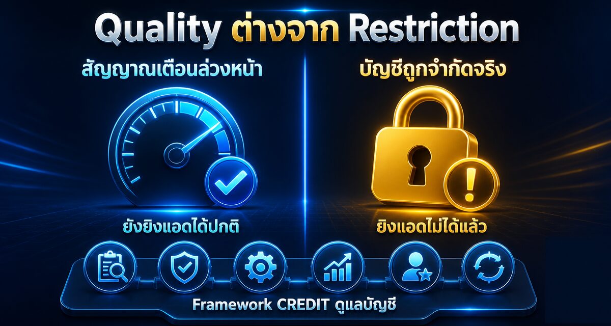 Account Quality Facebook ถอดรหัส 4 ระดับคะแนนก่อนโดนแบน 1 Account Quality Facebook 4 ระดับคะแนนบัญชีโฆษณา Great Good Medium Low